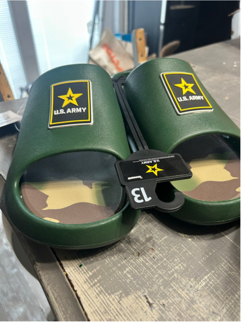 Men's Ground Up U.S. Army Comfort Slides Size 13 Green Camo